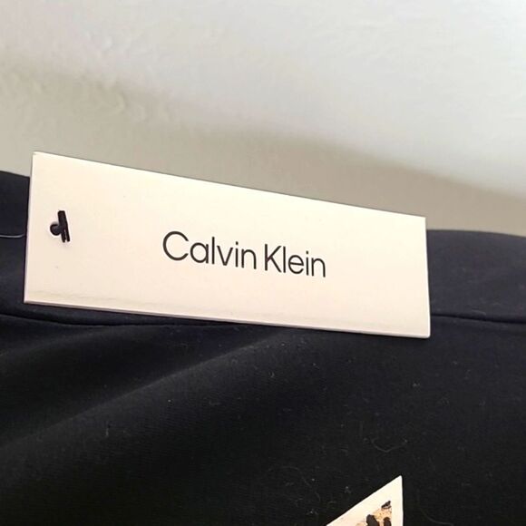 Calvin Klein Black T-Shirt Dress Leopard CK Logo on the Front, Size Large, NWT - Picture 9 of 11